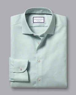Best Charles Tyrwhitt Non-Iron Rectangle Stretch Texture Shirt - Green Spearmint