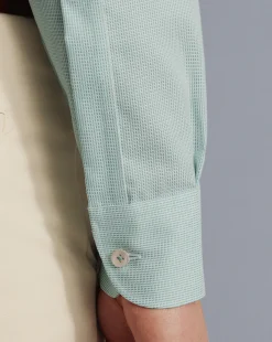 Best Charles Tyrwhitt Non-Iron Rectangle Stretch Texture Shirt - Green Spearmint