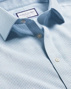 Fashion Charles Tyrwhitt Non-Iron Royal Oxford Check Shirt - Light Blue