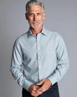 Fashion Charles Tyrwhitt Non-Iron Royal Oxford Check Shirt - Light Blue