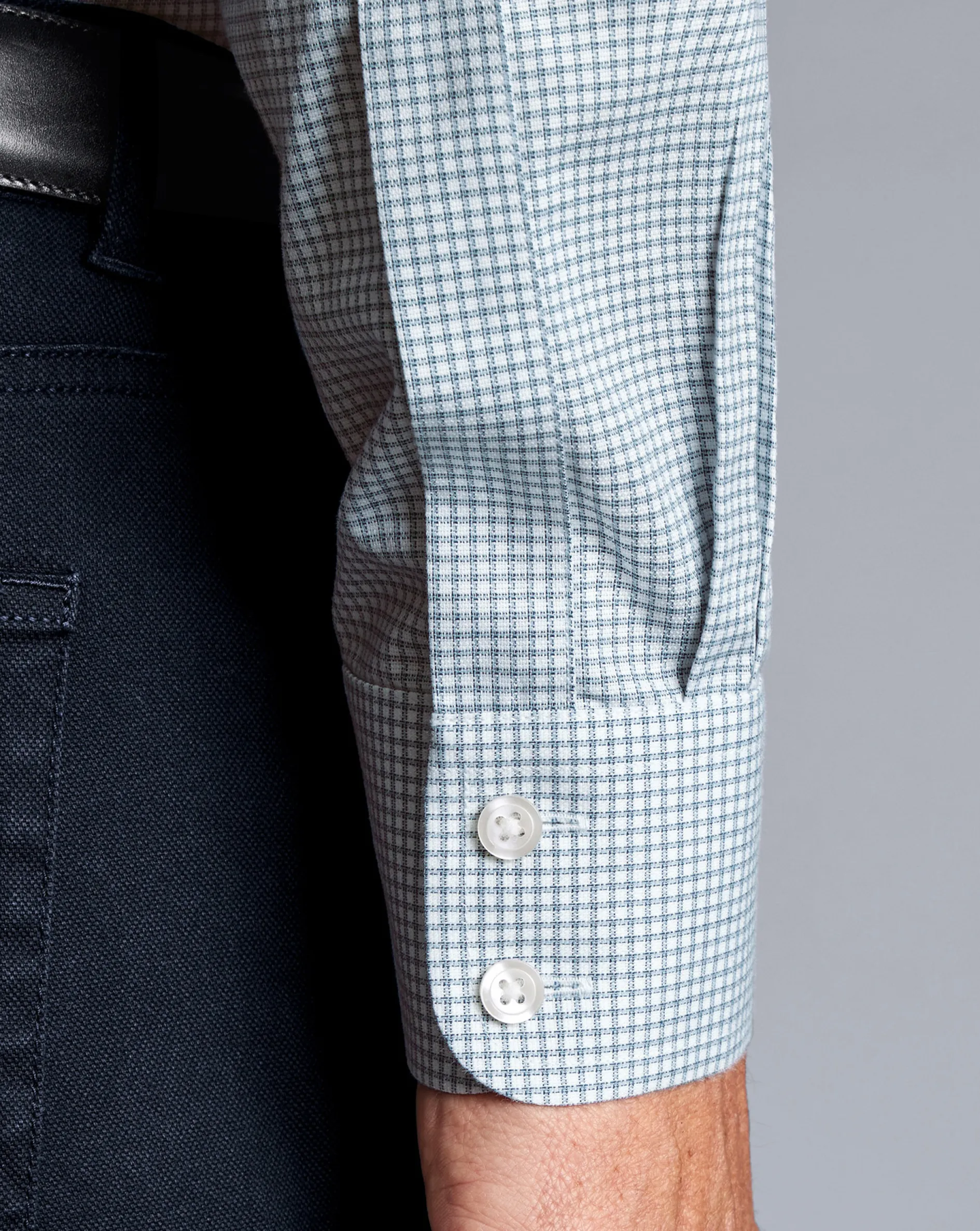 Fashion Charles Tyrwhitt Non-Iron Royal Oxford Check Shirt - Light Blue