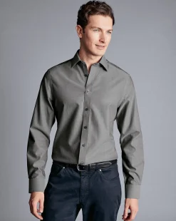 New Charles Tyrwhitt Non-Iron Royal Oxford Shirt - Grey