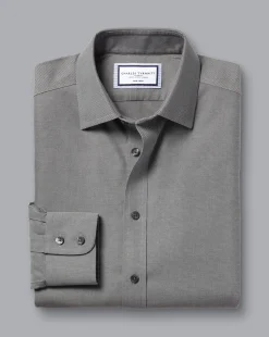 New Charles Tyrwhitt Non-Iron Royal Oxford Shirt - Grey