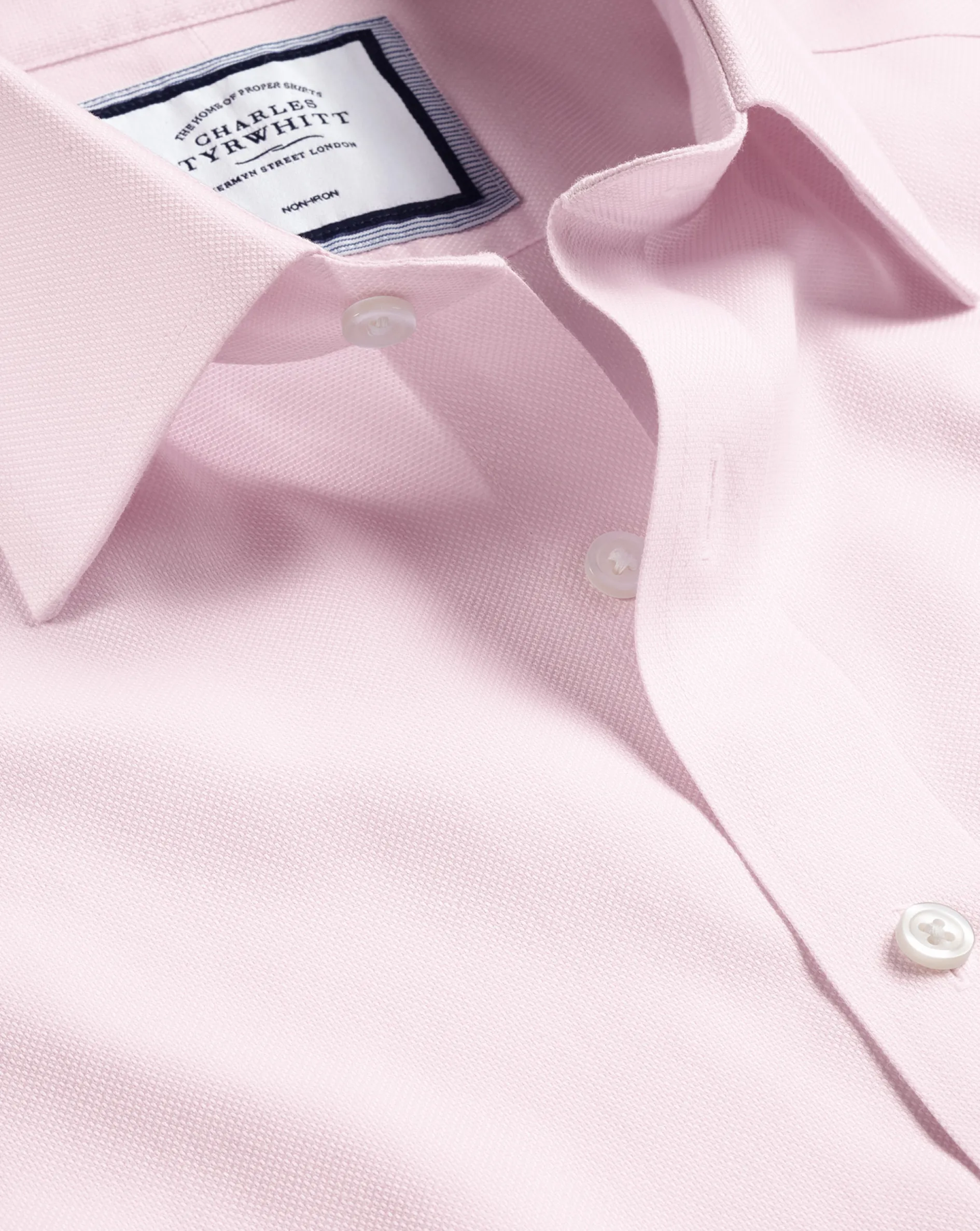 Discount Charles Tyrwhitt Non-Iron Royal Oxford Shirt - Light Pink