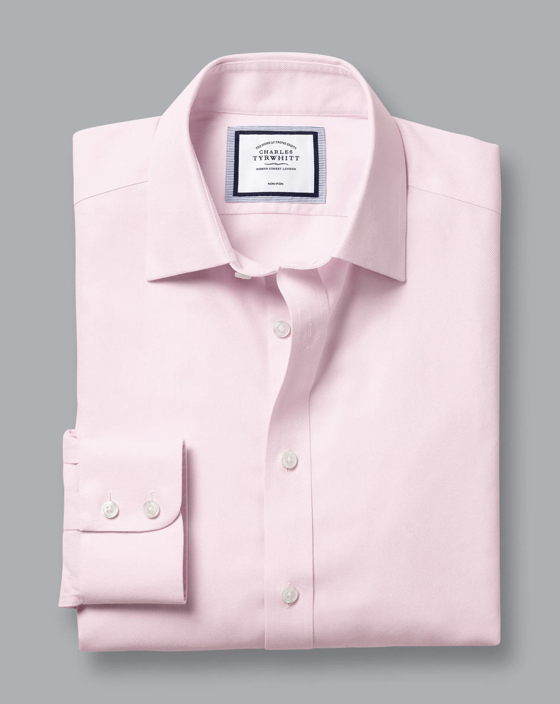 Discount Charles Tyrwhitt Non-Iron Royal Oxford Shirt - Light Pink