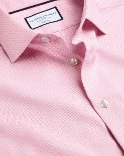 Store Charles Tyrwhitt Non-Iron Stretch Texture Oval Shirt - Pink