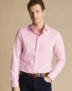 Store Charles Tyrwhitt Non-Iron Stretch Texture Oval Shirt - Pink