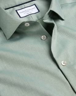 Sale Charles Tyrwhitt Non-Iron Stretch Texture Shirt - Light Green