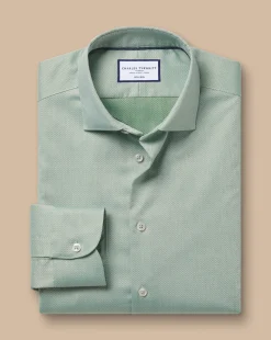 Sale Charles Tyrwhitt Non-Iron Stretch Texture Shirt - Light Green
