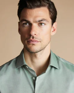 Sale Charles Tyrwhitt Non-Iron Stretch Texture Shirt - Light Green