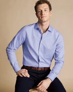 Clearance Charles Tyrwhitt Non-Iron Stretch Texture Square Shirt - Purple Lilac