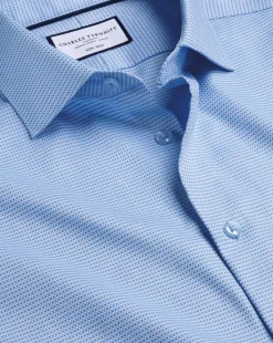 Outlet Charles Tyrwhitt Non-Iron Stretch Texture Square Shirt - Blue Sky