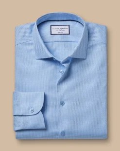 Outlet Charles Tyrwhitt Non-Iron Stretch Texture Square Shirt - Blue Sky