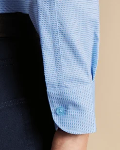 Outlet Charles Tyrwhitt Non-Iron Stretch Texture Square Shirt - Blue Sky
