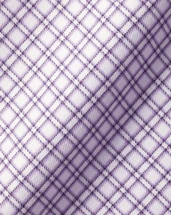 Discount Charles Tyrwhitt Non-Iron Stretch Twill Grid Check Shirt - Mauve Purple