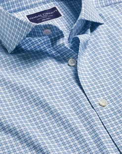 Best Sale Charles Tyrwhitt Non-Iron Stretch Twill Grid Check Shirt - Ocean Blue