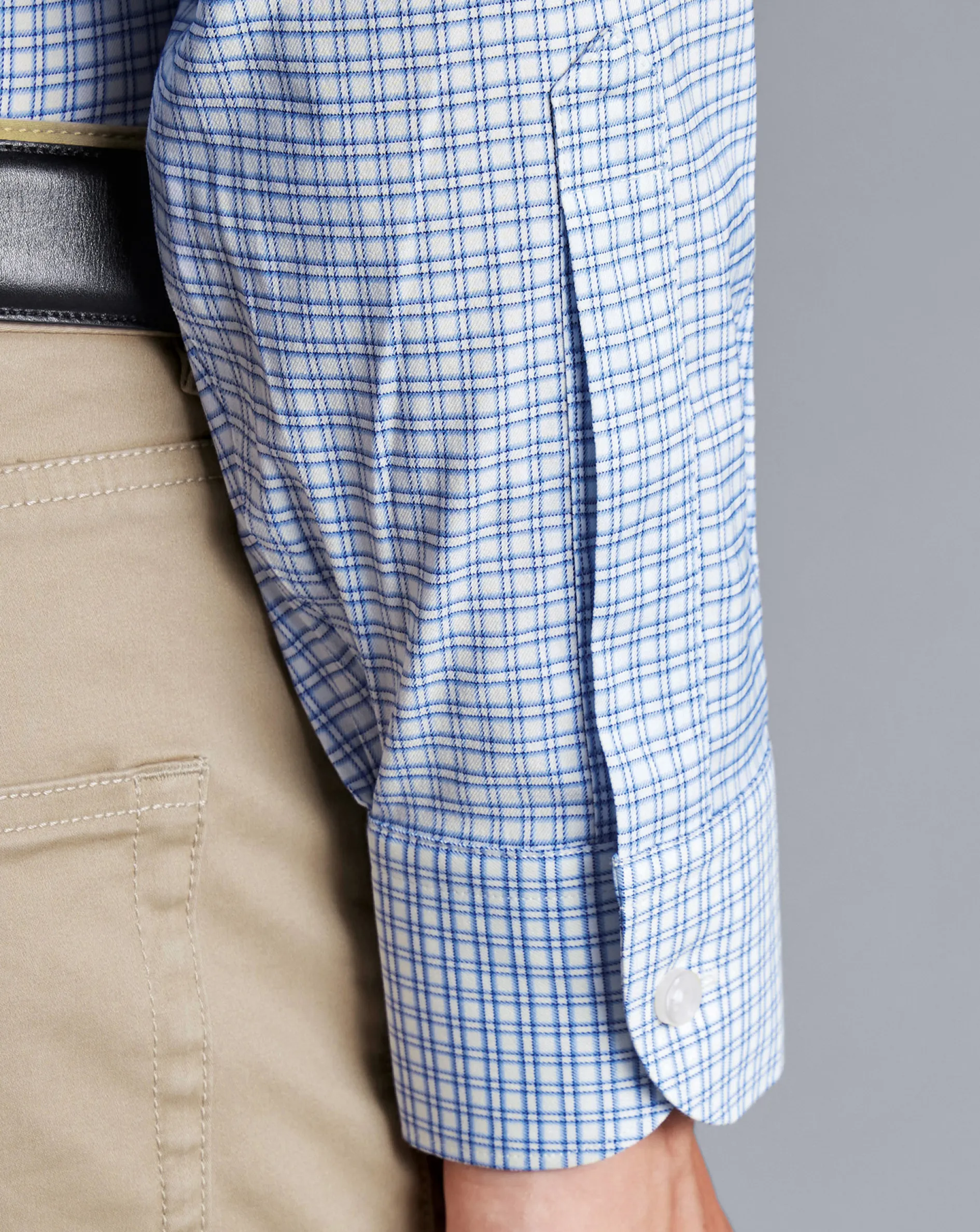 Best Sale Charles Tyrwhitt Non-Iron Stretch Twill Grid Check Shirt - Ocean Blue