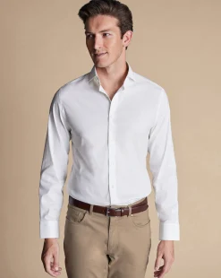 Clearance Charles Tyrwhitt Non-Iron Stretch Twill Shirt - White