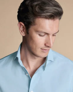 Online Charles Tyrwhitt Non-Iron Stretch Twill Shirt - Blue Sky