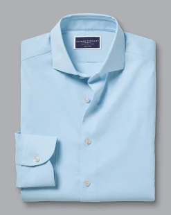 Online Charles Tyrwhitt Non-Iron Stretch Twill Shirt - Blue Sky