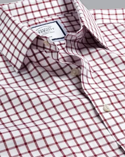 Hot Charles Tyrwhitt Non-Iron Twill Check Shirt - Berry
