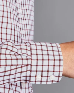 Hot Charles Tyrwhitt Non-Iron Twill Check Shirt - Berry