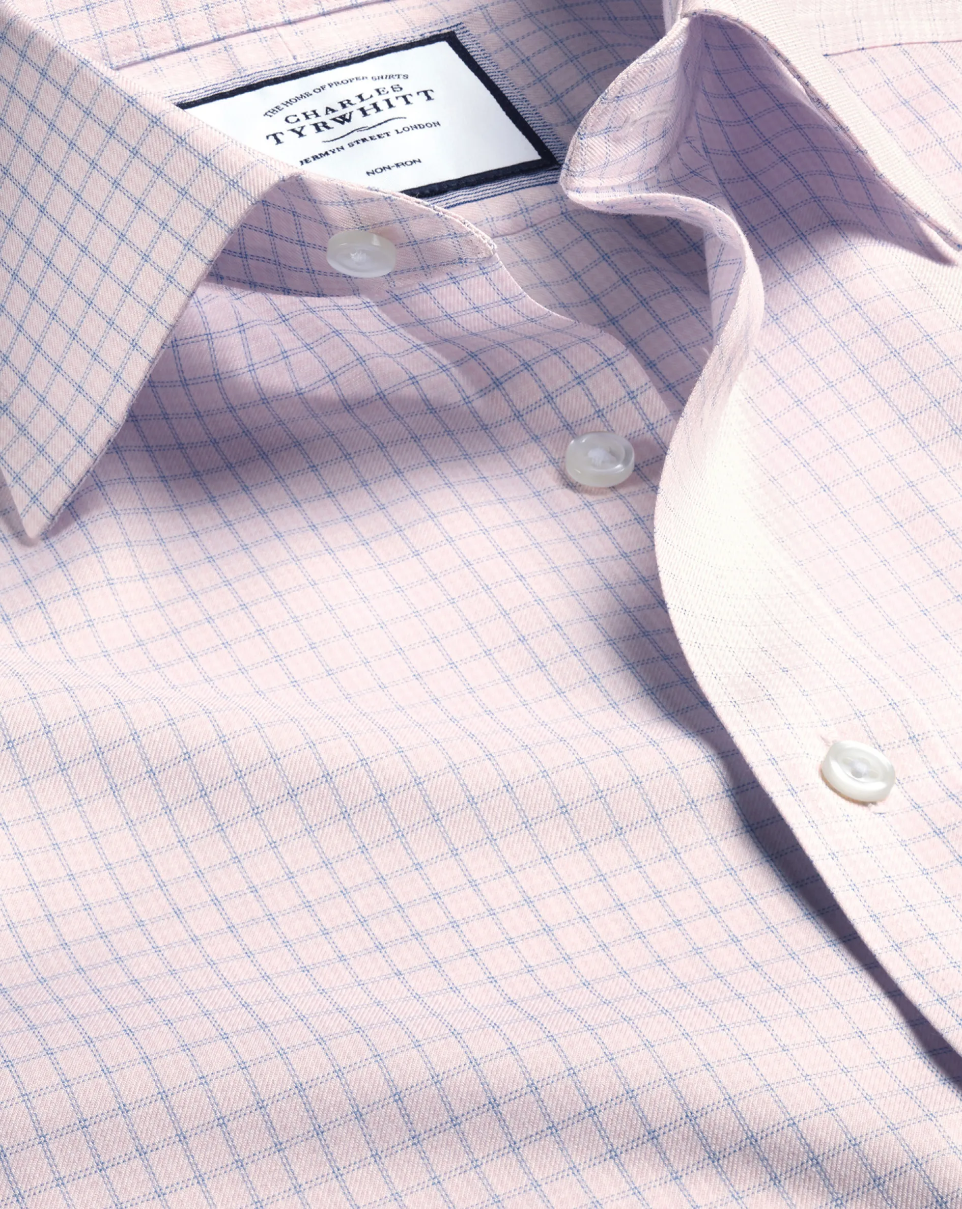 Flash Sale Charles Tyrwhitt Non-Iron Twill Double Check Shirt - Light Pink