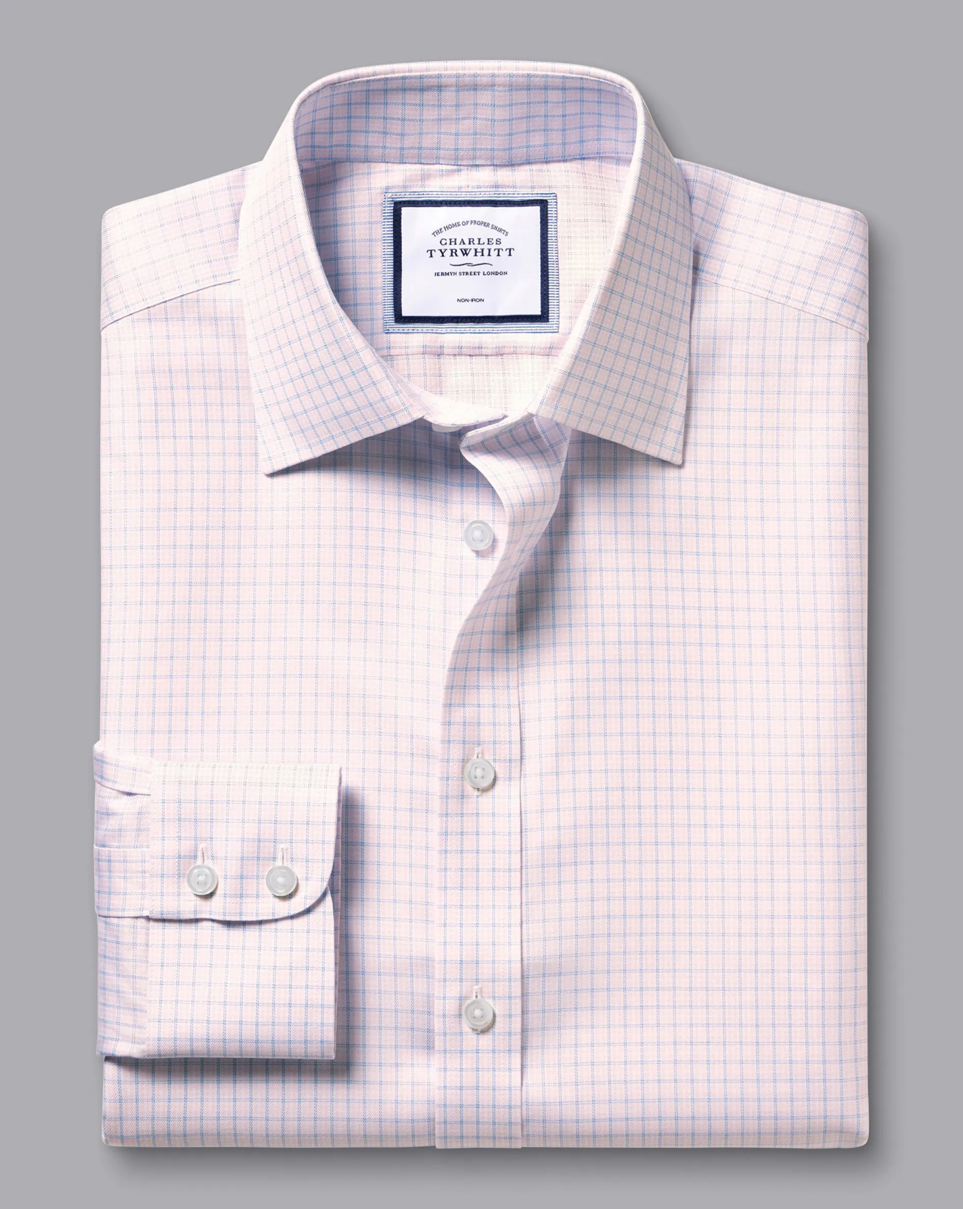 Flash Sale Charles Tyrwhitt Non-Iron Twill Double Check Shirt - Light Pink