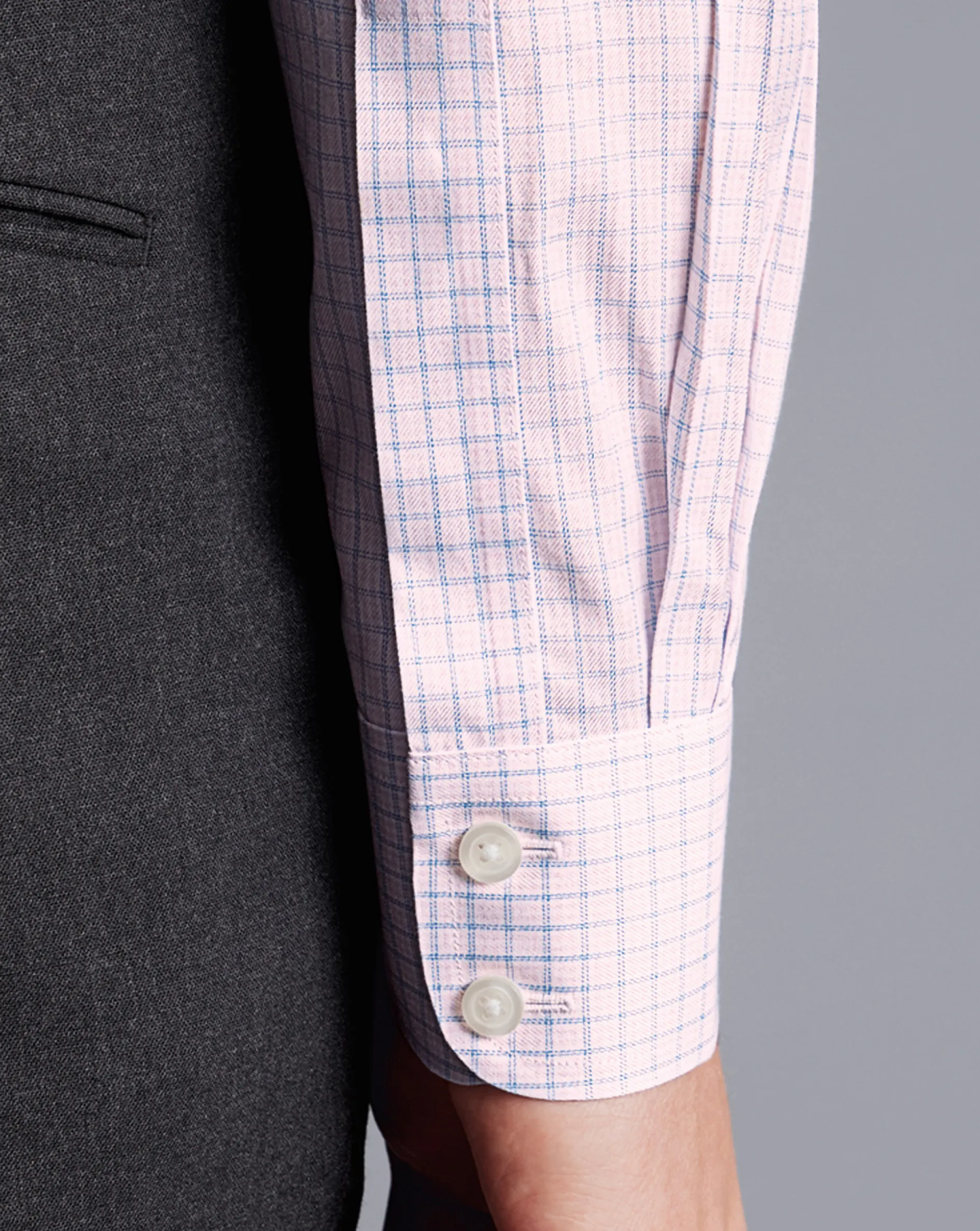Flash Sale Charles Tyrwhitt Non-Iron Twill Double Check Shirt - Light Pink
