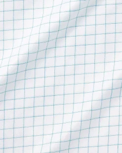Cheap Charles Tyrwhitt Non-Iron Twill Fine Shadow Check Shirt - Green Aqua