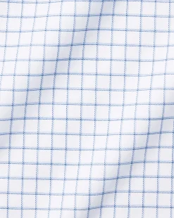 New Charles Tyrwhitt Non-Iron Twill Fine Shadow Check Shirt - Cornflower Blue