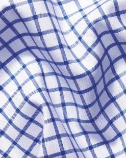 Clearance Charles Tyrwhitt Non-Iron Twill Grid Check Shirt - Cobalt Blue