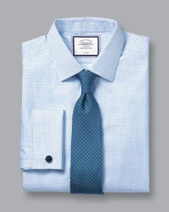 Flash Sale Charles Tyrwhitt Non-Iron Twill Mini Grid Check Shirt - Cornflower Blue