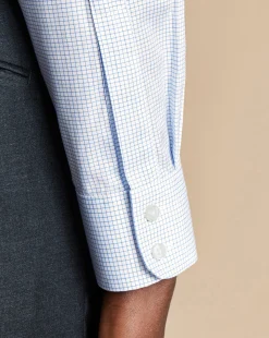 Flash Sale Charles Tyrwhitt Non-Iron Twill Mini Grid Check Shirt - Cornflower Blue