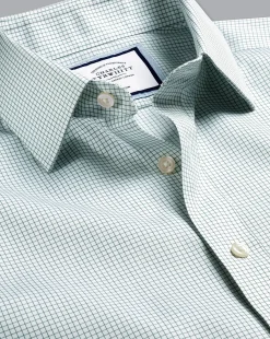 Fashion Charles Tyrwhitt Non-Iron Twill Mini Grid Check Shirt - Green