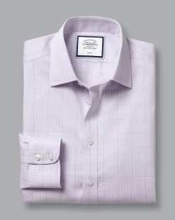 Fashion Charles Tyrwhitt Non-Iron Twill Puppytooth Check Shirt - Lavender Purple