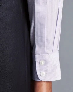 Fashion Charles Tyrwhitt Non-Iron Twill Puppytooth Check Shirt - Lavender Purple