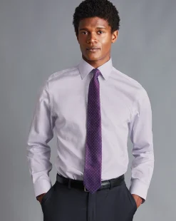 Fashion Charles Tyrwhitt Non-Iron Twill Puppytooth Check Shirt - Lavender Purple