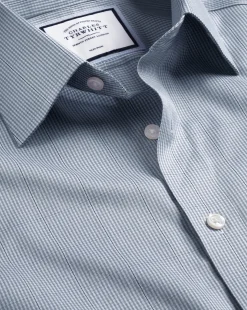 Best Charles Tyrwhitt Non-Iron Twill Puppytooth Check Shirt - Steel Blue