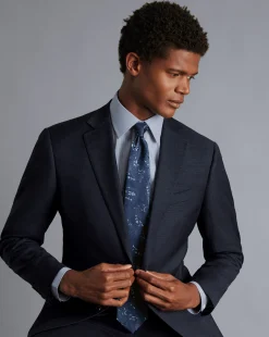 Best Charles Tyrwhitt Non-Iron Twill Puppytooth Check Shirt - Steel Blue