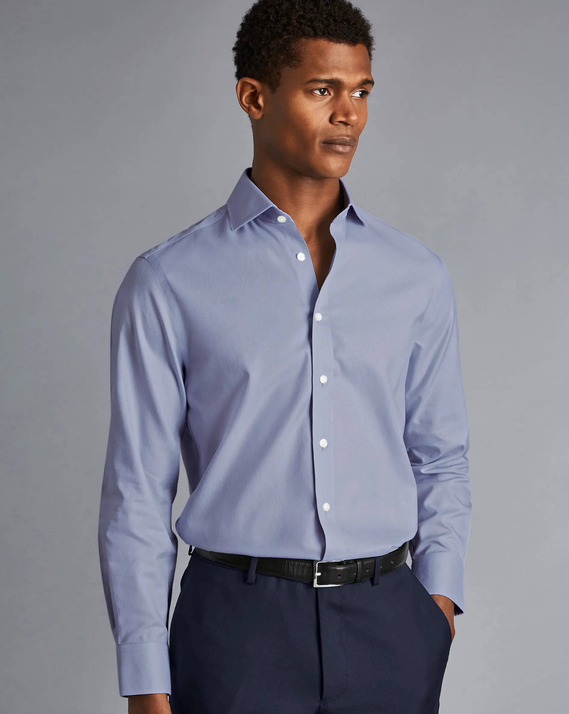 Sale Charles Tyrwhitt Non-Iron Twill Shirt - Indigo Blue