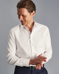 Shop Charles Tyrwhitt Non-Iron Twill Shirt - Ivory White