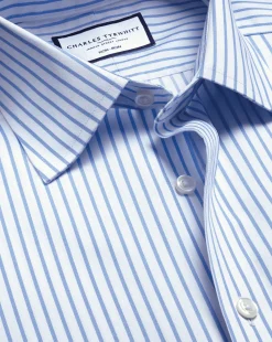 Outlet Charles Tyrwhitt Non-Iron Twill Stripe Shirt - Cornflower Blue