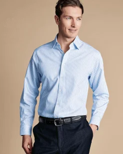 Outlet Charles Tyrwhitt Non-Iron Twill Stripe Shirt - Cornflower Blue