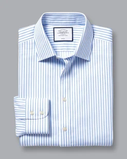 Outlet Charles Tyrwhitt Non-Iron Twill Stripe Shirt - Cornflower Blue