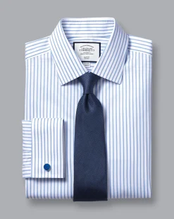 Outlet Charles Tyrwhitt Non-Iron Twill Stripe Shirt - Cornflower Blue