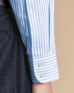 Outlet Charles Tyrwhitt Non-Iron Twill Stripe Shirt - Cornflower Blue