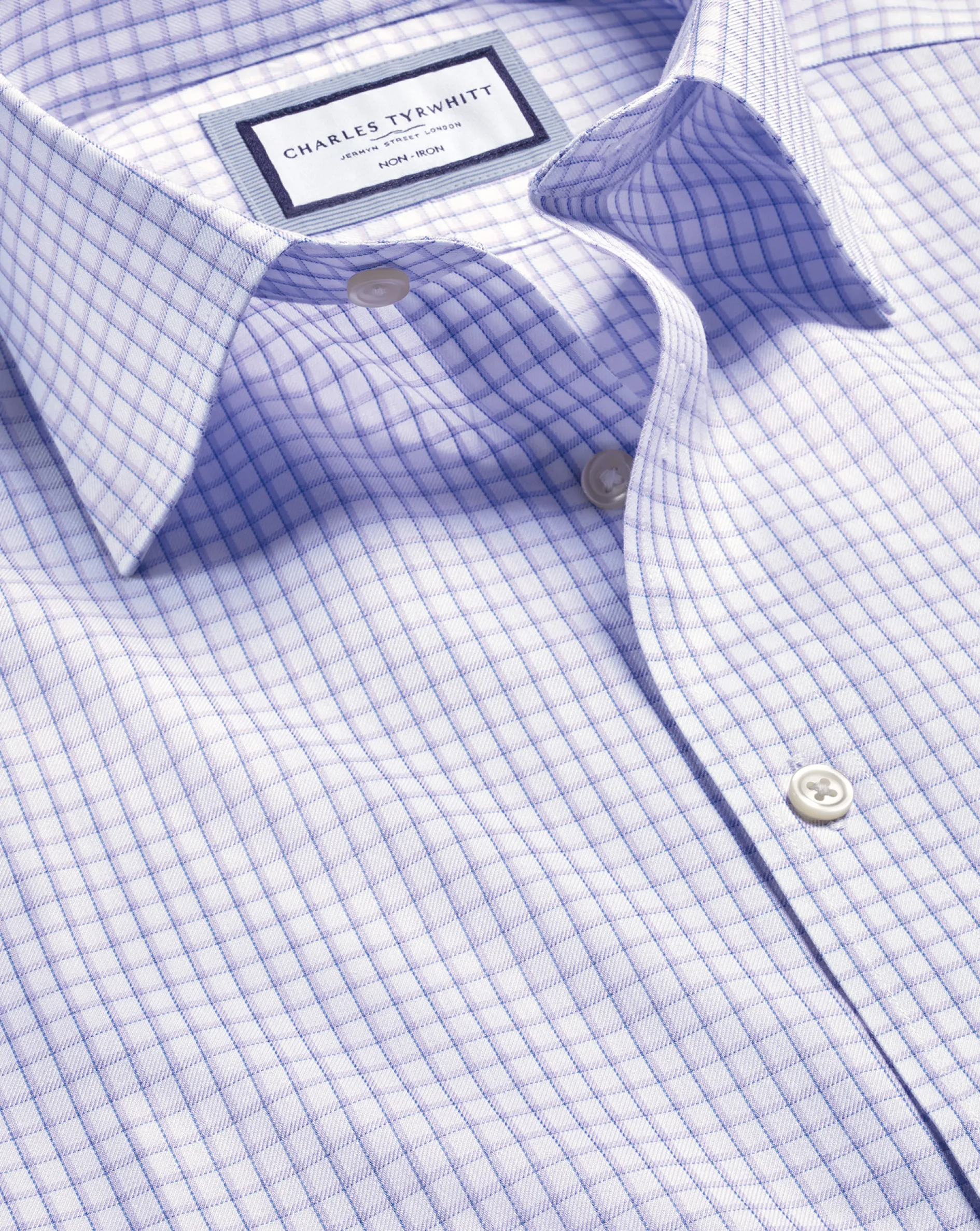 Clearance Charles Tyrwhitt Non-Iron Two Color Check Shirt - Purple Lilac