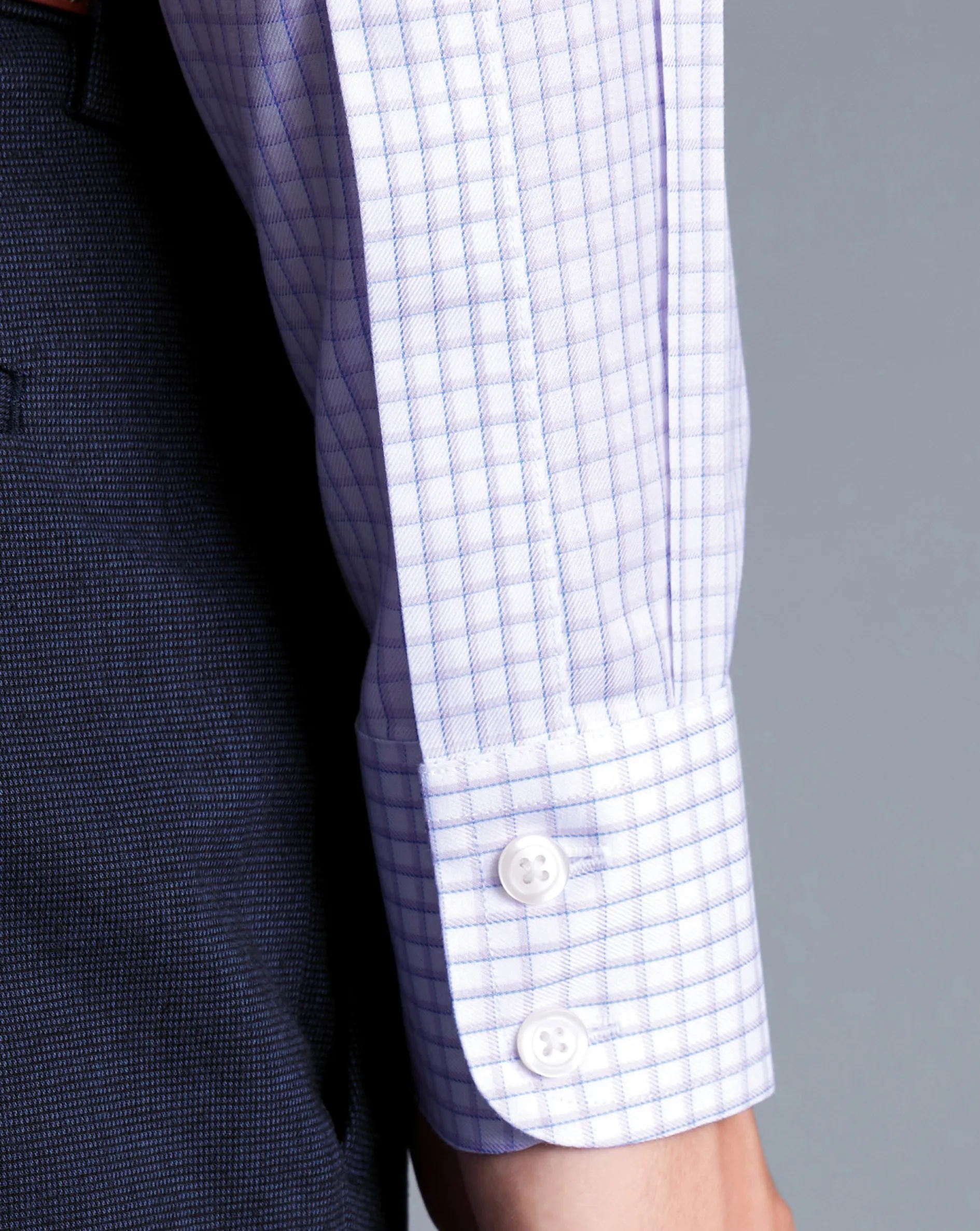 Clearance Charles Tyrwhitt Non-Iron Two Color Check Shirt - Purple Lilac