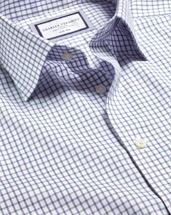 Cheap Charles Tyrwhitt Non-Iron Two Color Check Shirt - Blue Indigo